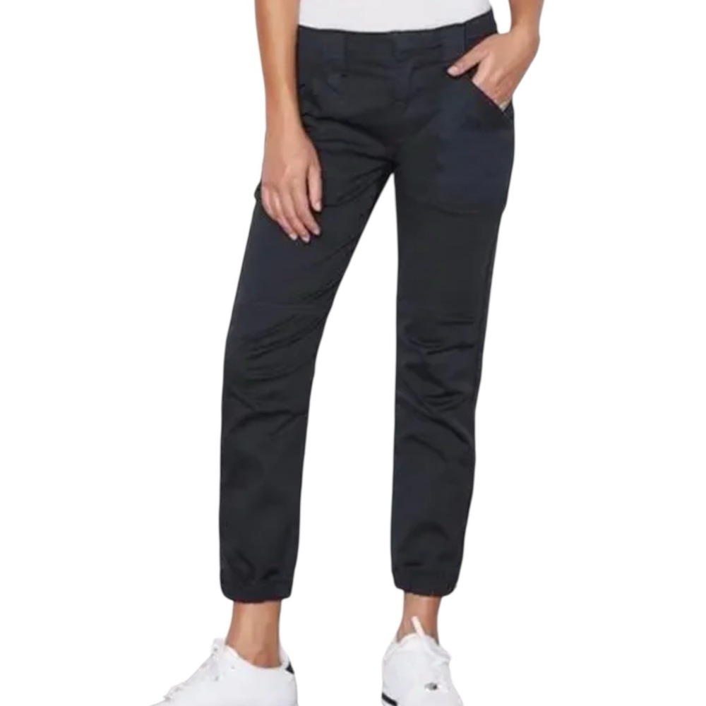 FRAME Trapunto Moto Utility Pants Size 27 Washed Black Zip Ankle Elastic Hem